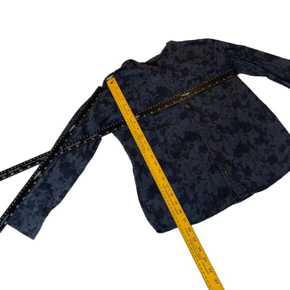 Black Jack Kids Hooded Button-Up Shirt Camo Print L (10/12) 100% Cotton Blue - Picture 7 of 7